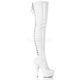 Weiss Lack 15,5 cm DELIGHT-3063 Plateau Overknee Stiefel