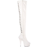 Weiss Lack 15,5 cm DELIGHT-3063 Plateau Overknee Stiefel