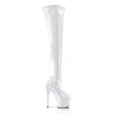 Weiss Lack 18 cm ADORE-3000 Overknees Damenstiefel