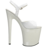 Weiss Lack 20 cm Pleaser FLAMINGO-809 Plateau High Heels