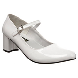 Weiss Lack 5 cm SCHOOLGIRL-50 Klassische Pumps Schuhe Damen