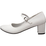 Weiss Lack 5 cm SCHOOLGIRL-50 Klassische Pumps Schuhe Damen