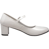 Weiss Lack 5 cm SCHOOLGIRL-50 Klassische Pumps Schuhe Damen