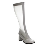 Weiss Lack 8,5 cm GOGO-307 High Heels Damenstiefel für Männer