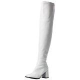 Weiss Lack 8 cm GOGO-3000 Overknee Stiefel für Männer