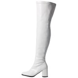 Weiss Lack 8 cm GOGO-3000 Overknee Stiefel für Männer