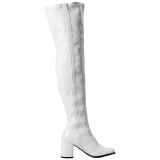 Weiss Lack 8 cm GOGO-3000 Overknee Stiefel für Männer