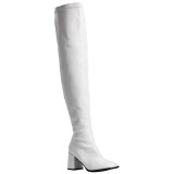 Weiss Lack 8 cm GOGO-3000 Overknee Stiefel für Männer