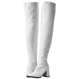 Weiss Lack 8 cm GOGO-3000 Overknee Stiefel für Männer