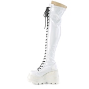 Weiss Lackleder 11,5 cm SHAKER-374 overknee stiefel mit schnürung