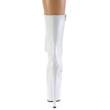 Weiss Lackleder 20 cm FLA-1050 schnürstiefelette high heels - extreme plateaustiefeletten