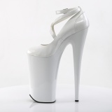 Weiss Lackleder 25,5 cm BEYOND-087 extreme high heels - extreme plateau pumps