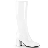 Weiss Lackleder 7,5 cm GOGO-300-2 stiefel mit blockabsatz