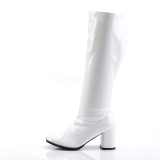 Weiss Lackleder 7,5 cm GOGO-300WC breite waden damenstiefel mit weitschaft