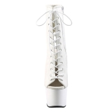 Weiss Matt 18 cm ADORE-1016 Open Toe Plateau Stiefeletten