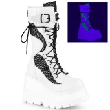 Weiss Neon 11,5 cm SHAKER-70 damen cyberpunk plateaustiefel