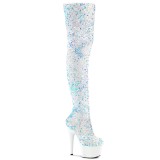 Weiss Pailletten 20 cm ADORE-3020 exotic poledance overkneestiefel