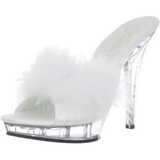 Weiss Transparent 13 cm LIP-101-8 Platform Damen Mules Schuhe