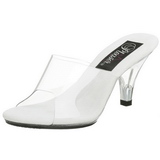 Weiss Transparent 8 cm BELLE-301 Damen Mules Schuhe