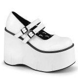 Weiss Vegan 11,5 cm DemoniaCult KERA-08 mary jane plateau pumps