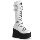 Weiss Vegan 11,5 cm DemoniaCult KERA-200 gothic plateaustiefel