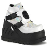 Weiss Vegan 12 cm STOMP-15 lolita wedge stiefeletten plateau