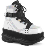 Weiss Vegan 7,5 cm NEPTUNE-181 demonia stiefeletten - unisex cyberpunk stiefeletten