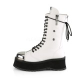 Weiss Vegan 7 cm GRAVEDIGGER-14 demonia stiefel - unisex plateaustiefel