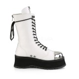 Weiss Vegan 7 cm GRAVEDIGGER-14 demonia stiefel - unisex plateaustiefel