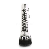 Weiss Vegan 7 cm GRAVEDIGGER-14 demonia stiefel - unisex plateaustiefel