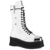 Weiss Vegan 7 cm GRAVEDIGGER-14 demoniacult stiefel - unisex plateaustiefel