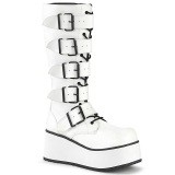Weiss Vegan 8,5 cm TRASHVILLE-518 demonia stiefel - unisex plateaustiefel