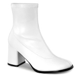 Weiss kunstleder 7,5 cm GOGO-150 stretch ankel boots mit blockabsatz