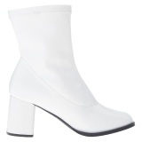 Weiss kunstleder 7,5 cm GOGO-150 stretch ankel boots mit blockabsatz