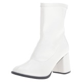 Weiss kunstleder 7,5 cm GOGO-150 stretch ankel boots mit blockabsatz