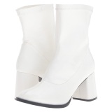 Weiss kunstleder 7,5 cm GOGO-150 stretch ankel boots mit blockabsatz