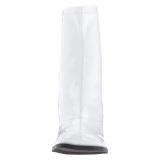 Weiss lackleder 7,5 cm GOGO-150 stretch ankel boots mit blockabsatz