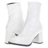 Weiss lackleder 7,5 cm GOGO-150 stretch ankel boots mit blockabsatz