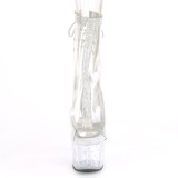 Weiss transparent 18 cm STARDUST-1018C-2RS exotic pole dance stiefeletten