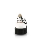 Weisse 7,5 cm CREEPER-230 maryjane creepers - plateauschuhe mit schnalle