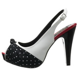 Weisse Punkten 12 cm retro vintage BETTIE-09 Plateau Damenpumps