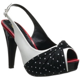 Weisse Punkten 12 cm retro vintage BETTIE-09 Plateau Damenpumps