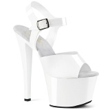 Weisse high heels 18 cm SKY-308N JELLY-LIKE stretchmaterial plateau high heels