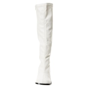 Weiße stiefel blockabsatz 7,5 cm vinylleder - 70er jahre hippie disco kniehohe boots gogo