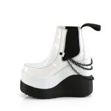 Weie vegan boots 13 cm VOID-50 demonia wedge keilstiefel mit plateau