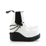 Weie vegan boots 13 cm VOID-50 demonia wedge keilstiefel mit plateau