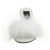 White 8 cm AMOUR-03 Marabou Feathers Mules Shoes