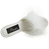 White 8 cm AMOUR-03 Marabou Feathers Mules Shoes