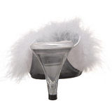 White 8 cm BELLE-301F Marabou Feathers Mules Shoes