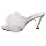 White Feathers 8 cm BELLE-301F High Women Mules Shoes for Men